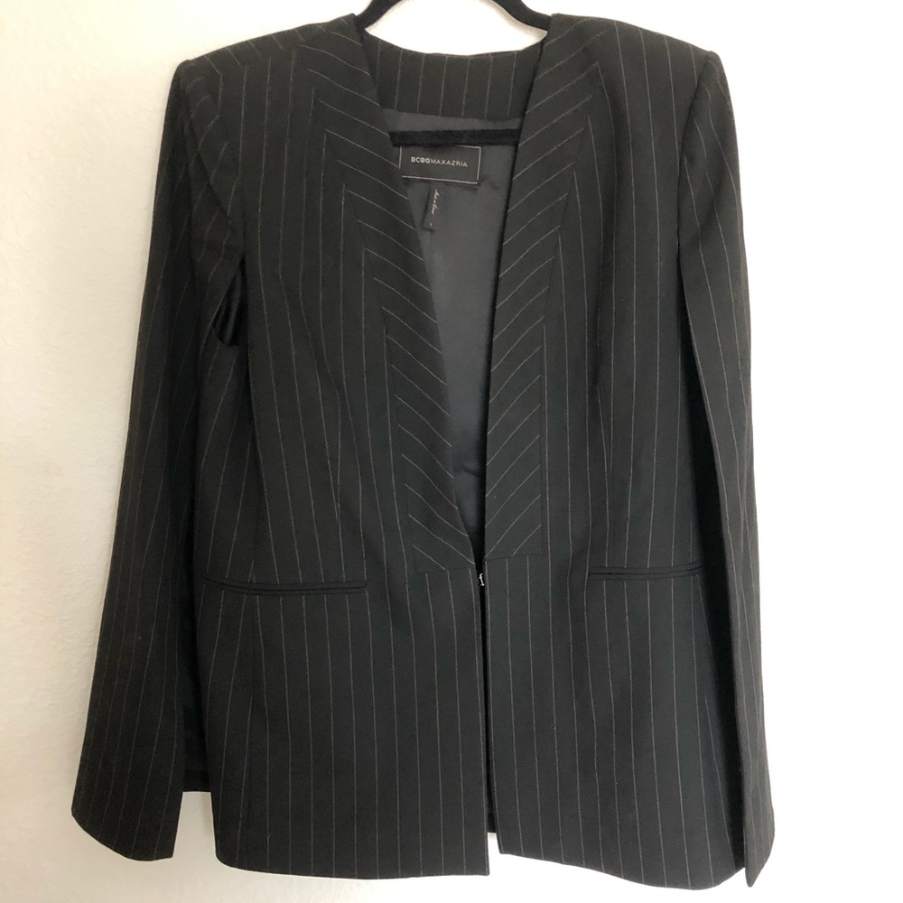 Bcbc stripe cape blazer